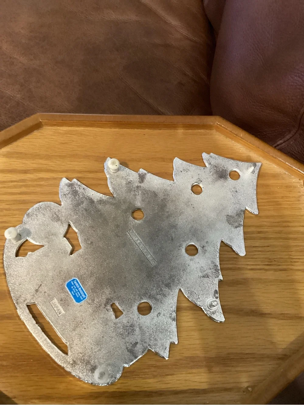 Vtg WM Rogers Silver Holiday Tree Trivet made in Japan